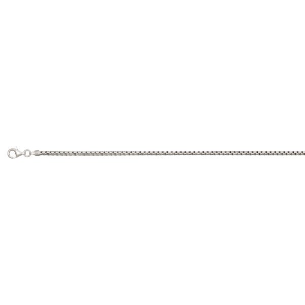 Sterling Silver Rhodium Plated 2.55mm Solid Round Box Chain <br />SSR-29-140