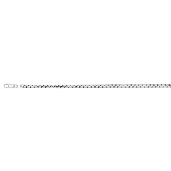 Sterling Silver Rhodium Plated 3.7mm Solid Round Box Chain <br />SSR-29-200