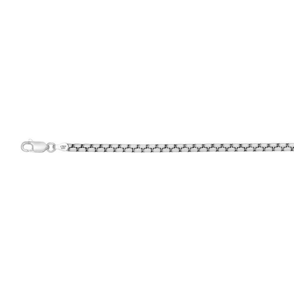 Sterling Silver Rhodium Plated 4.4mm Solid Round Box Chain <br />SSR-29-250