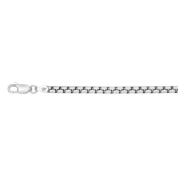 Sterling Silver Rhodium Plated 5.2mm Solid Round Box Chain <br />SSR-29-300