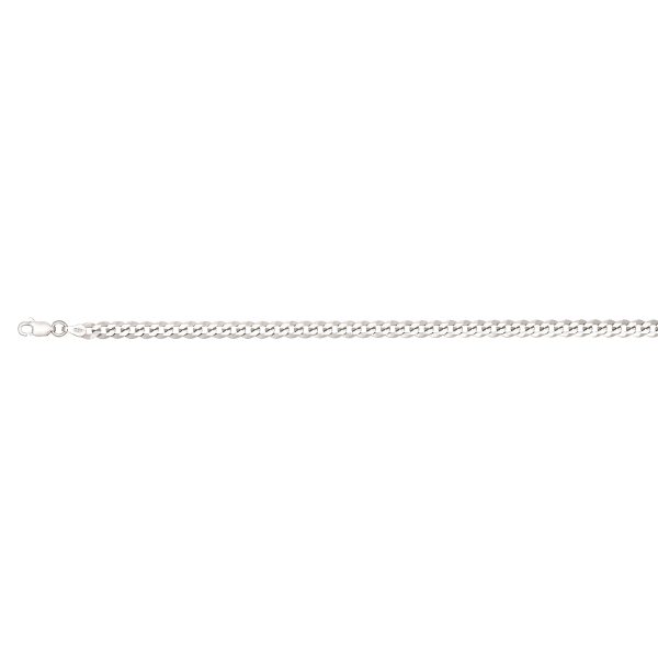 Sterling Silver Rhodium Plated 3.65mm Curb Link <br />SSR-30-100