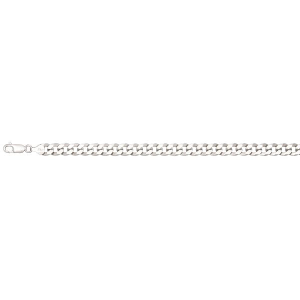 Sterling Silver Rhodium Plated 6.2mm Curb Link <br />SSR-30-150