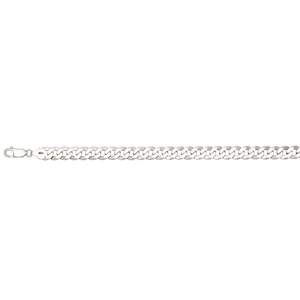 Sterling Silver Rhodium Plated 7.5mm Curb Link <br />SSR-30-180