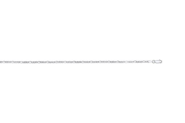 Sterling Silver Rhodium Plated 2.6mm Figaro Link <br />SSR-32-060
