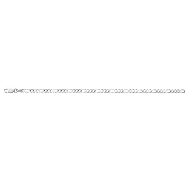 Sterling Silver Rhodium Plated 3.2mm Figaro Link <br />SSR-32-080