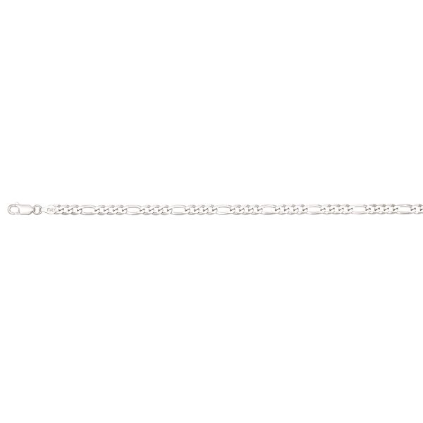 Sterling Silver Rhodium Plated 4.4mm Figaro Link <br />SSR-32-100