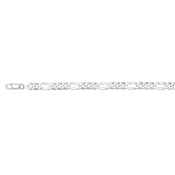 Sterling Silver Rhodium Plated 7.3mm Figaro Link <br />SSR-32-180