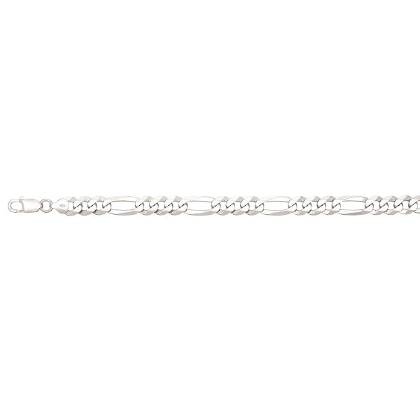 Sterling Silver Rhodium Plated 8.8mm Figaro Link <br />SSR-32-220