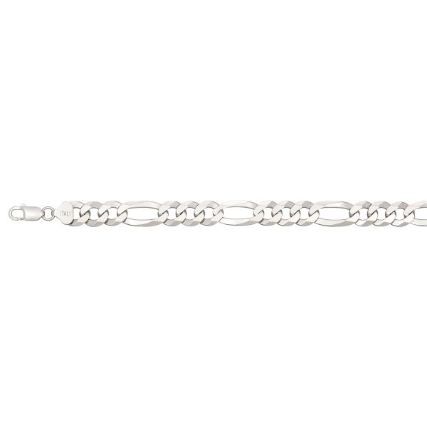 Sterling Silver Rhodium Plated 10.0mm Figaro Link <br />SSR-32-250