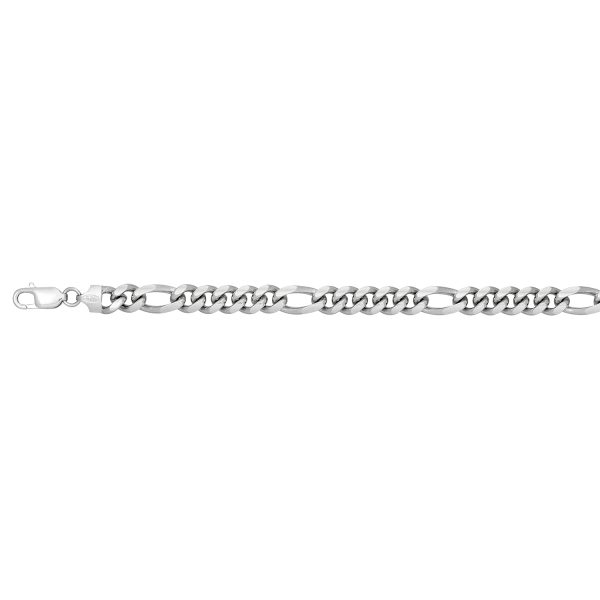 Sterling Silver Rhodium Plated 8.4mm Miami Figaro Link <br />SSR-33-250