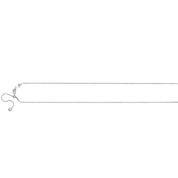 Sterling Silver Rhodium Plated 1.1mm Adjustable Box Chain <br />SSR-39-002