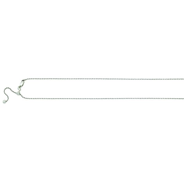 Sterling Silver Rhodium Plated 1.1mm Adjustable Diamond Cut Rope Chain <br />SSR-39-003