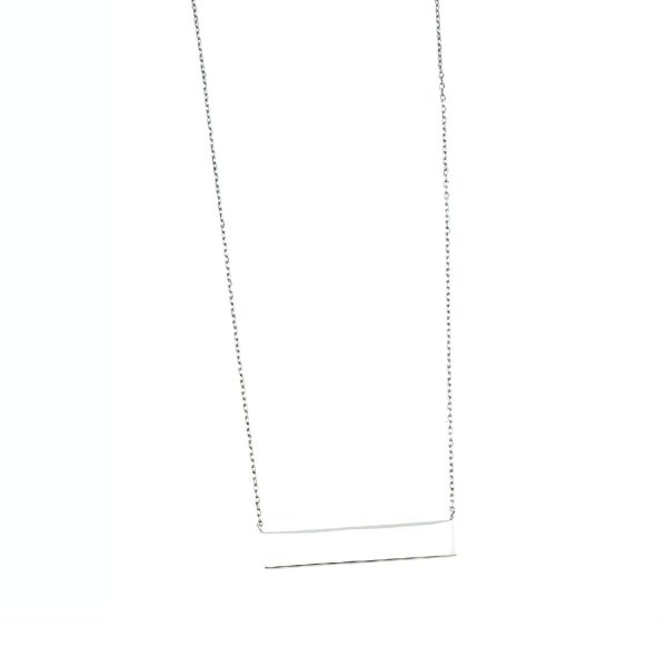 Sterling Silver Rhodium Plated Polished Bar Necklace <br />SSR-52-051