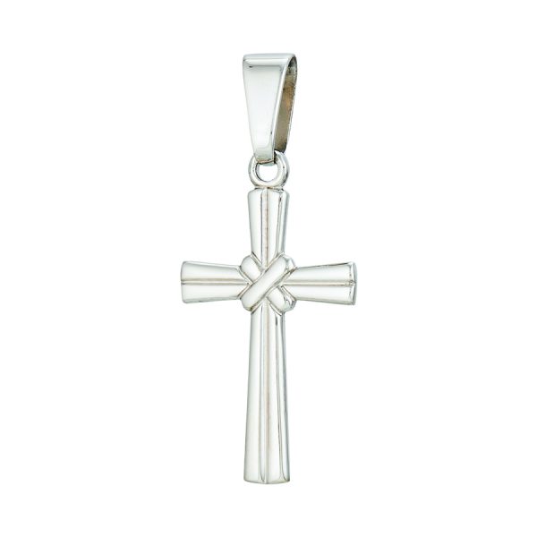 Sterling Silver Rhodium Plated Polished Ribbed X Wrap Cross <br />SSR-70-528