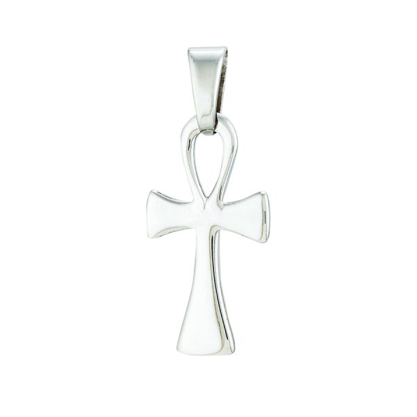 Sterling Silver Rhodium Plated Polished Ankh Cross <br />SSR-70-530