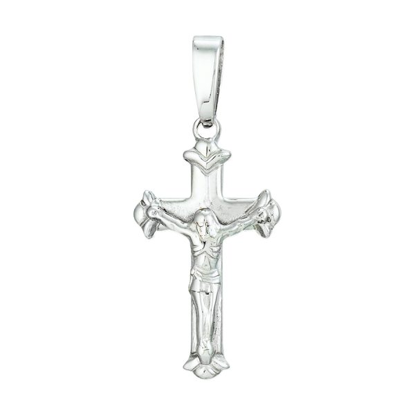 Sterling Silver Rhodium Plated Polished Fancy Edge Crucifix <br />SSR-70-537