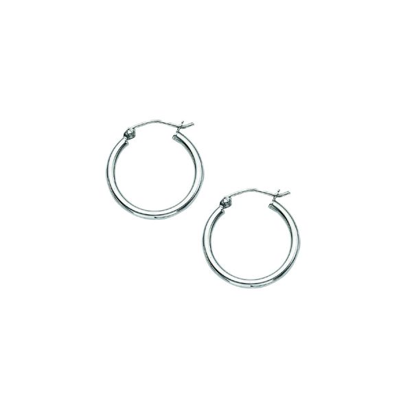Sterling Silver Rhodium Plated 2X15mm Polished Hoops <br />SSR-80-248