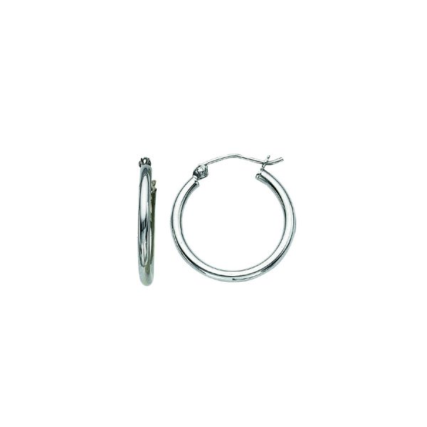 Sterling Silver Rhodium Plated 2X20mm Polished Hoops <br />SSR-80-250