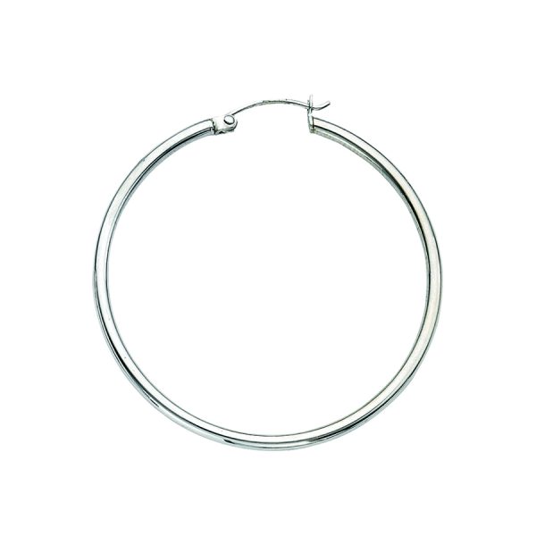 Sterling Silver Rhodium Plated 2X35mm Polished Hoops <br />SSR-80-257