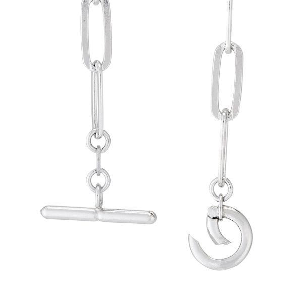 Sterling Silver Rhodium Plated 5.4mm Paperclip Toggle Bar Necklace with Hinged Clasp <br />SSR-92-002 - Image 3