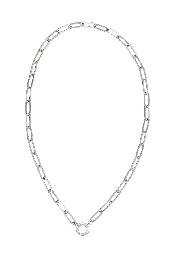 Sterling Silver Rhodium Plated 5.4mm Paperclip Necklace with Hinged Clasp <br />SSR-92-004