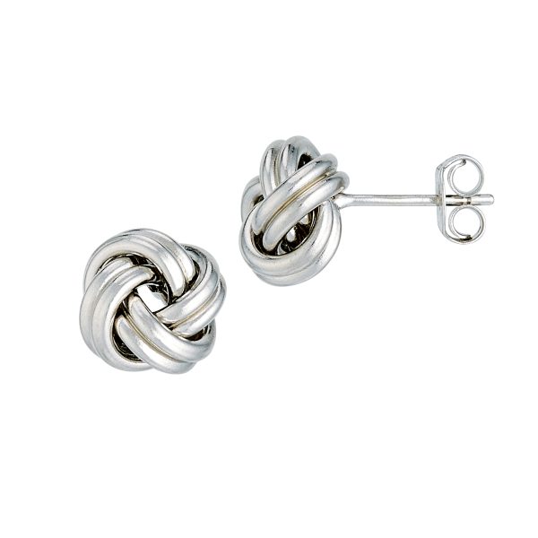 Sterling Silver Rhodium Love Knot: Polished 4 Swirl-2 Tube, Medium <br />SSR-92-022