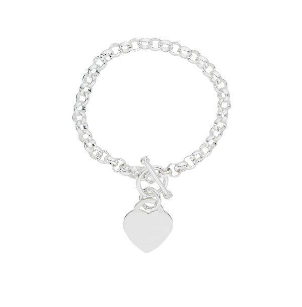Sterling Silver Solid Toggle Heart Bracelet <br />SS-71-208