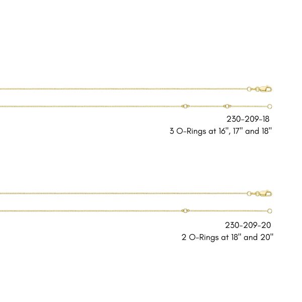 14K Yellow Gold 0.85mm Stationed Adjustable (3 O-Ring) Box Chain<br />230-209