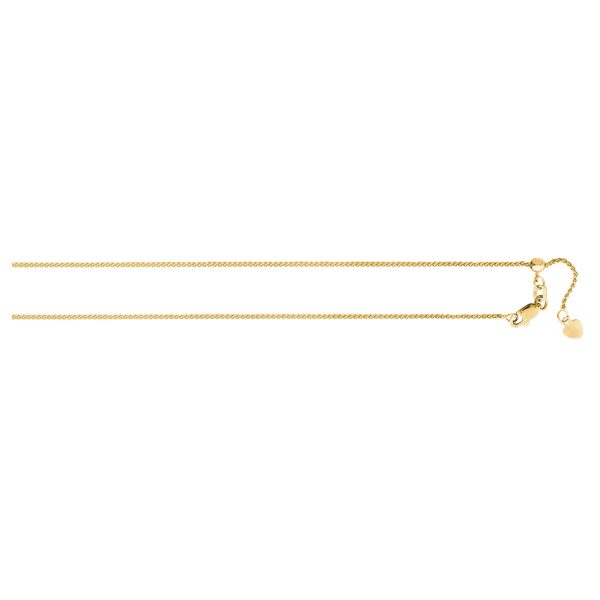 10K Yellow Gold 1.2mm Adjustable Diamond Cut Round Wheat Chain<br />233-117