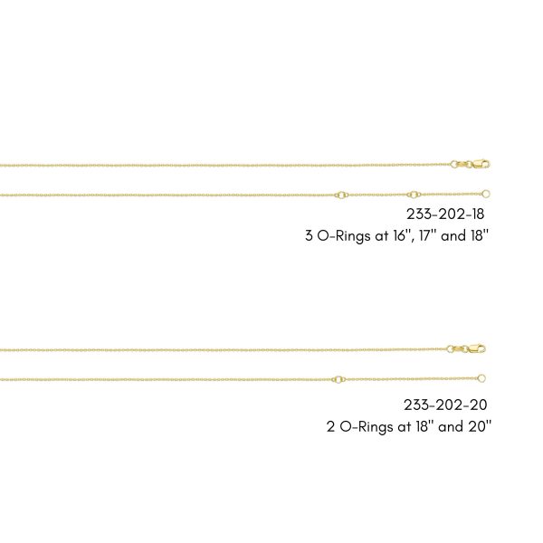 10K Yellow Gold 0.95mm Stationed Adjustable (3 O-Ring) Diamond Cut Cable Chain<br />233-202