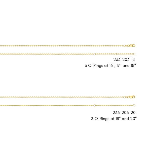 10K Yellow Gold 1.5mm Stationed Adjustable (3 O-Ring) Diamond Cut Cable Chain<br />233-203