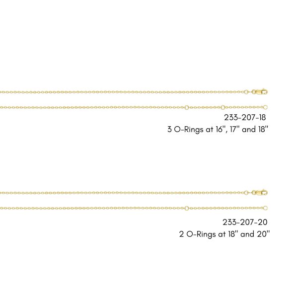 10K Yellow Gold 1.5mm Stationed Adjustable (3 O-Ring) Non-Diamond Cut Cable Chain<br />233-207