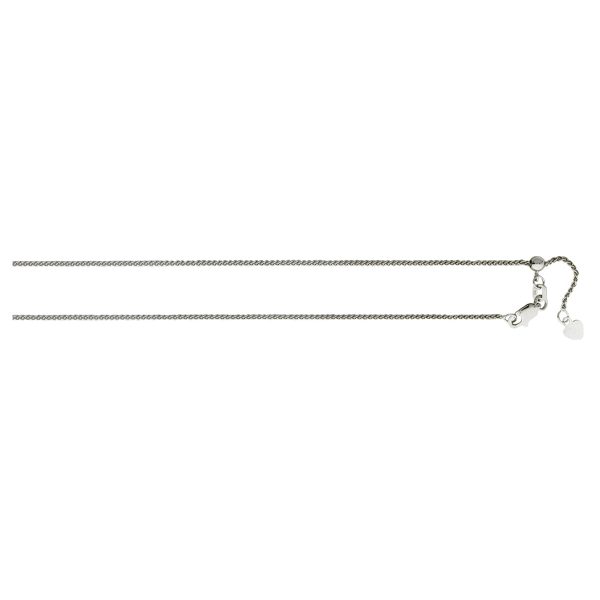 10K White Gold 1.2mm Adjustable Round Wheat Chain<br />433-117