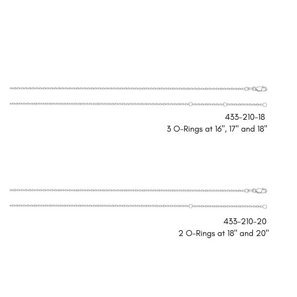 10K White Gold 1.3mm Stationed Adjustable (3 O-Ring) Diamond Cut Cable Chain<br />433-210