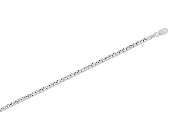 14K White Gold 2.5mm Semi-Solid Round Box Chain<br />454-250