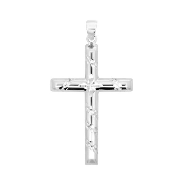 14K White Gold Large Textured Cross<br />772-5159