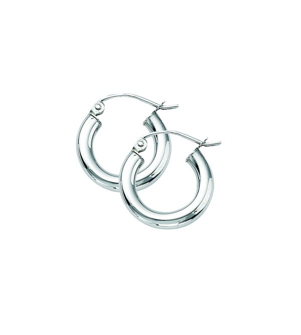 10K White Gold 3X15mm Polished Hoops<br />811-186