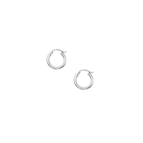 10K White Gold 2X15mm Polished Hoops<br />811-233