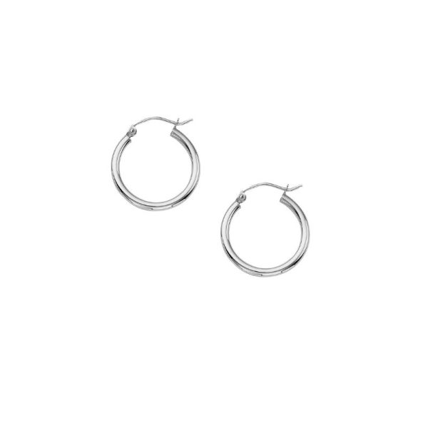 10K White Gold 2X20mm Polished Hoops<br />811-235