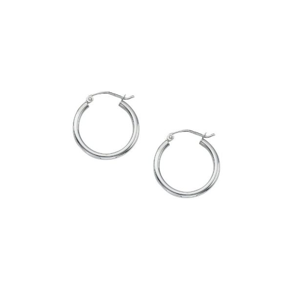 10K White Gold 2X25mm Polished Hoops<br />811-237