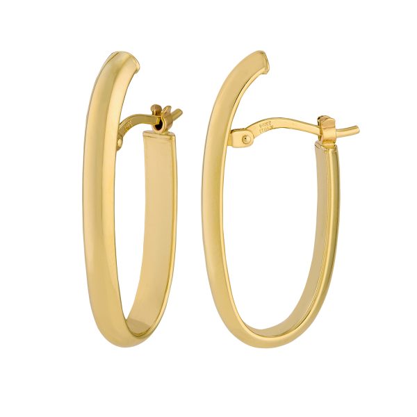 14K Yellow Gold 12x27mm Oval Polished Hinged Back Hoops<br />G-5278
