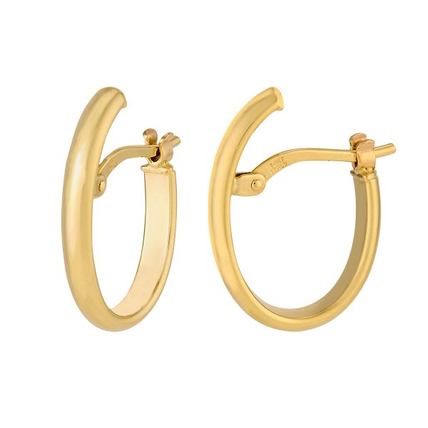 14K Yellow Gold 11x19mm Oval Polished Hinged Back Hoops<br />G-5281