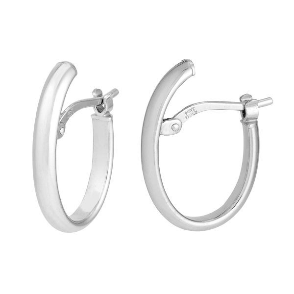 14K White Gold 11x19mm Oval Polished Hinged Back Hoops<br />G-5282
