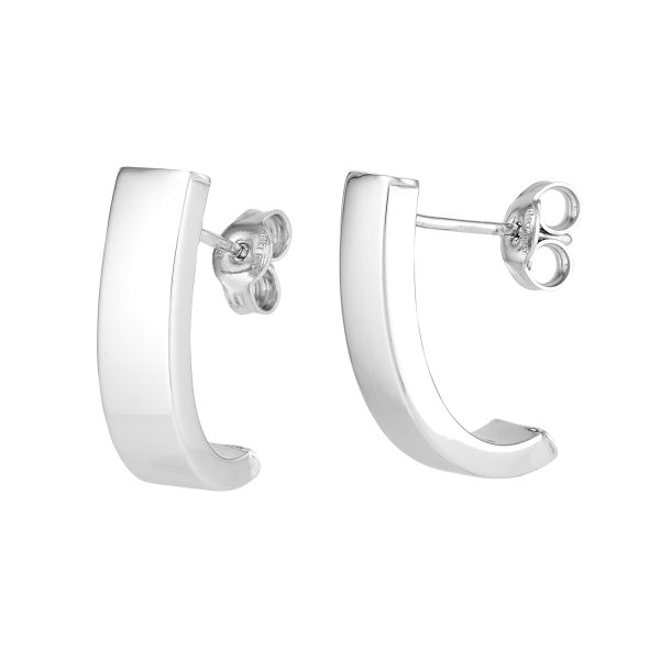 14K White Gold Chunky J-Bar Post Earrings<br />G-5286