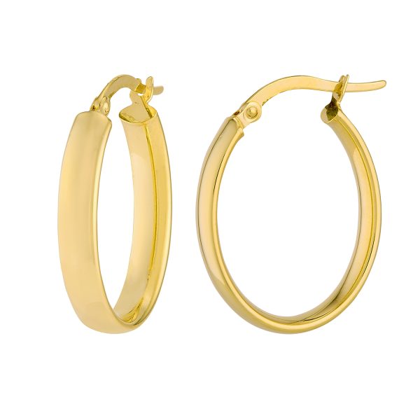 14K Yellow Gold Oval Polished Hoops<br />G-5289