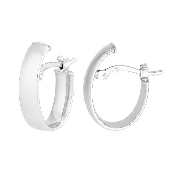 14K White Gold 10x15mm Oval Hinged Back Hoops<br />G-5291