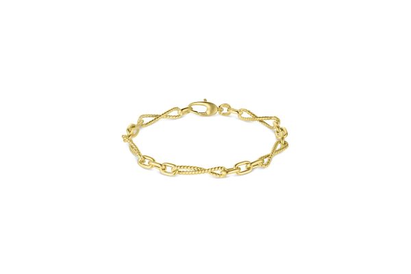 14K Yellow Gold Italian Alternating Infinity Twist Link Bracelet<br />G-5412