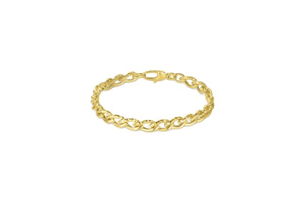 14K Yellow Gold Italian Polished & Textured Link Bracelet<br />G-5413