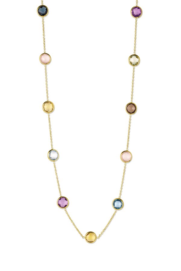 14K Yellow Gold Italian Multi-Colored Genuine Stone Necklace<br />G-5508
